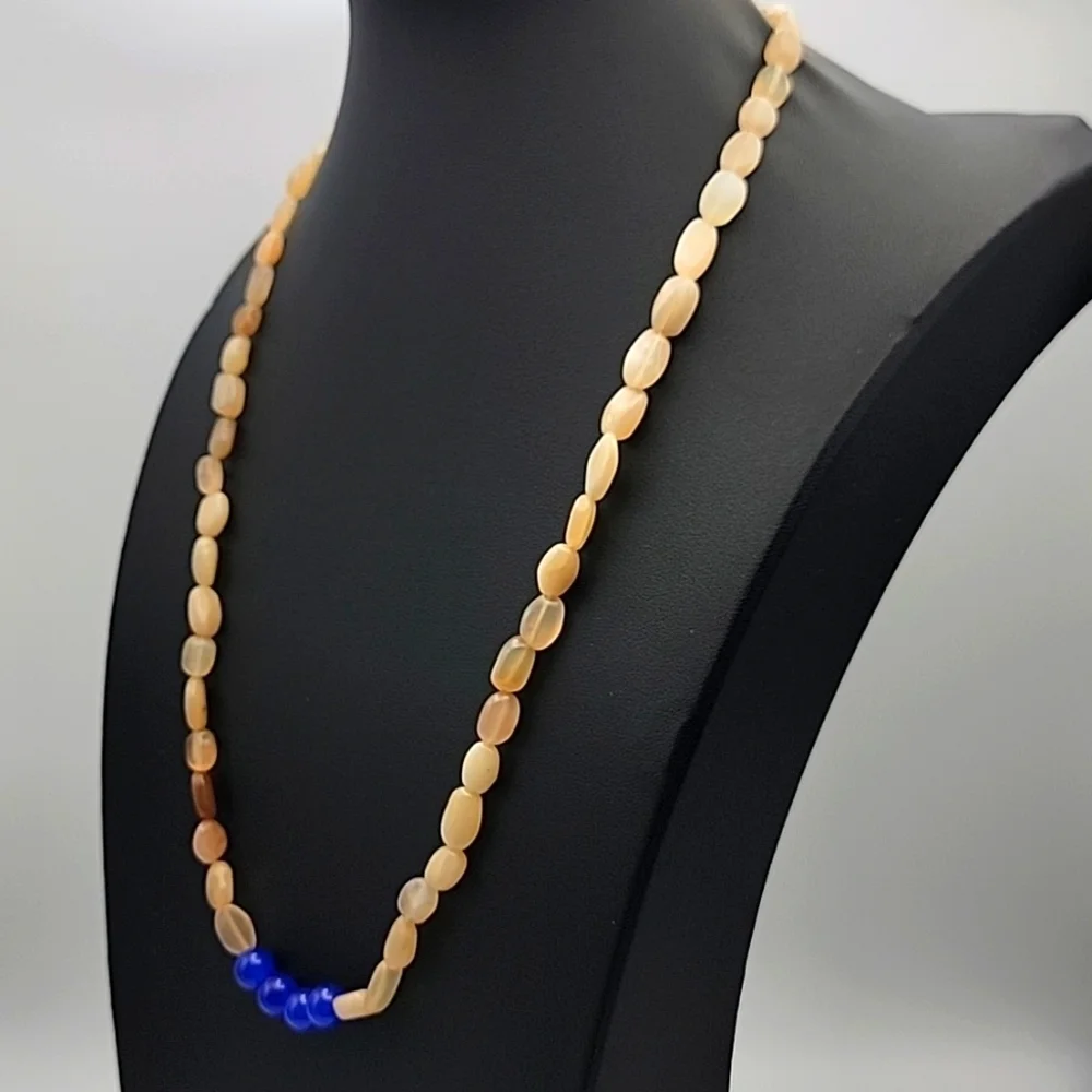 Agate Blue Onyx 176 Cts Round Oval Beaded Natural Gemstone 20